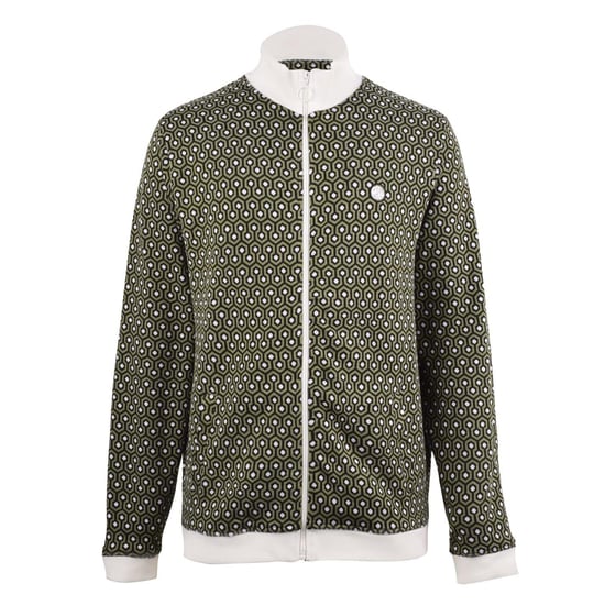 Pretty Green Heren Geometrisch Ritskraag Trainingsjack (Groen) - Image 1