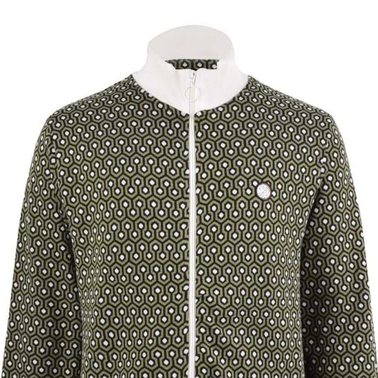 Pretty Green Heren Geometrisch Ritskraag Trainingsjack (Groen) - Image 3