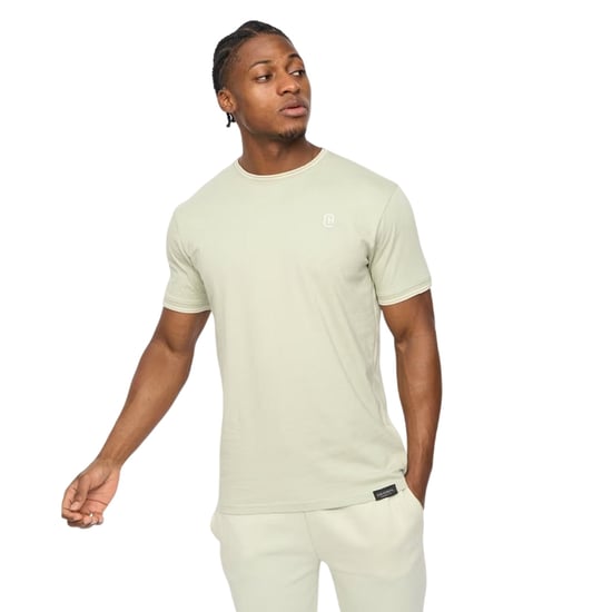 Crosshatch Heren-T-shirt van Preece met contrasterende strepen (Lichte Olijf) - Image 1