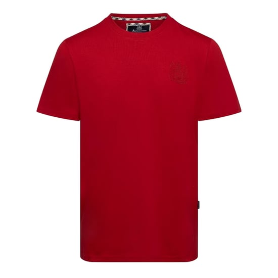 Aquascutum Heren Geborduurd Logo Katoenen T-Shirt (Rood) - Image 2