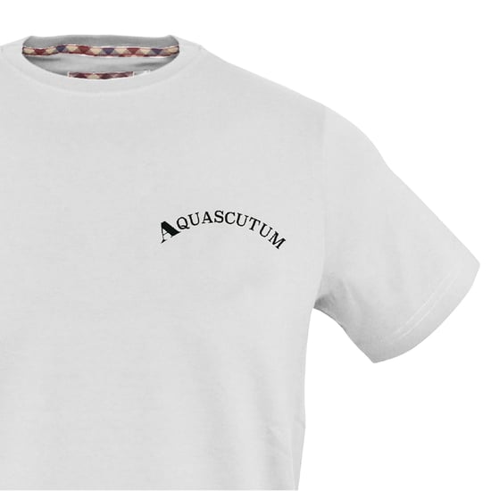 Aquascutum Slim-fit T-shirt voor heren met gebogen logo (Wit) - Image 3