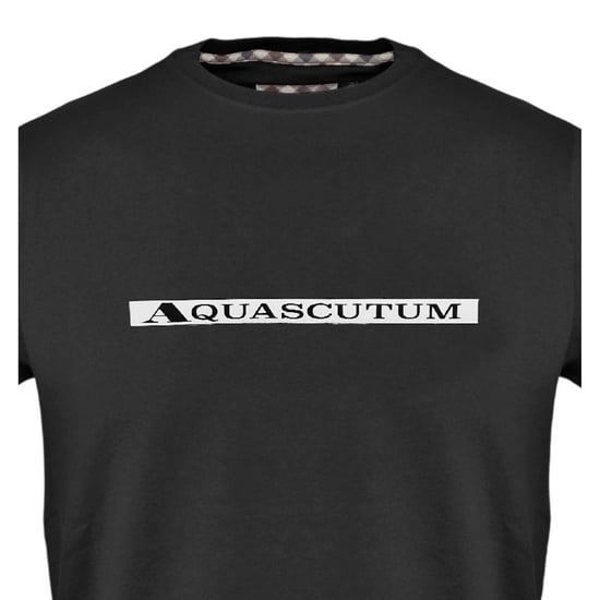 Aquascutum Heren-T-shirt met ruitjespatroon (Zwart) - Image 3