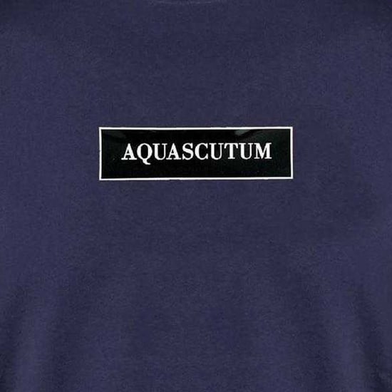 Aquascutum Heren T-shirt katoen met logo (Marine) - Image 3