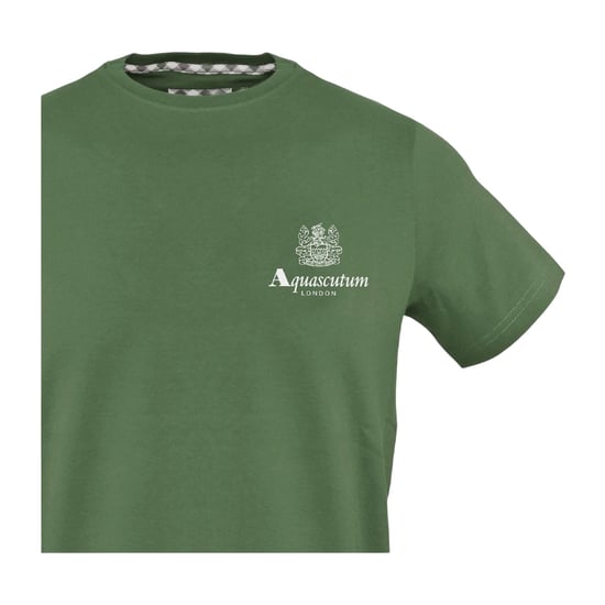 Aquascutum Heren Logo Katoen Regular T-shirt (Militair Groen) - Image 3