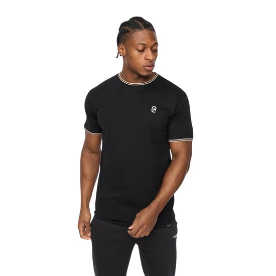 Crosshatch Heren-T-shirt van Preece met contrasterende strepen (Zwart) - Image 1