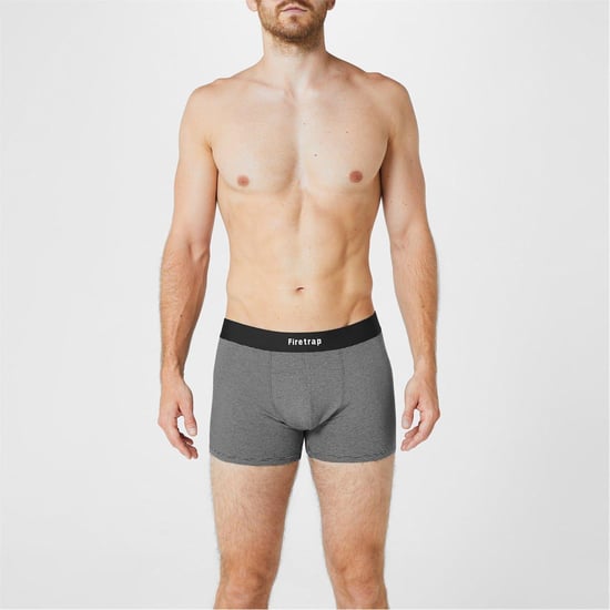 Firetrap Boxershorts met herenlogo (Set van 2) (Zwart/Grijze streep) - Image 2