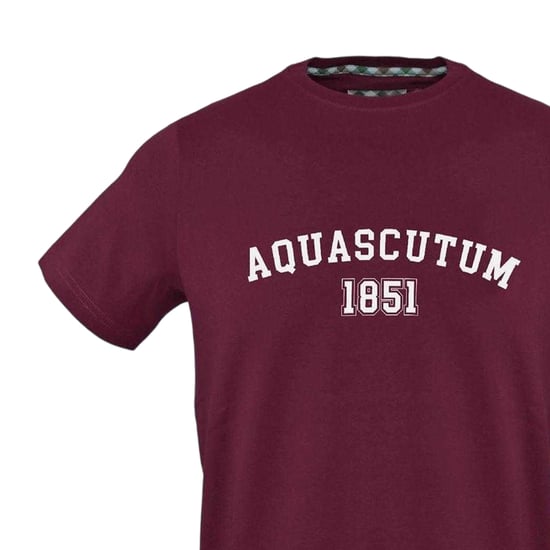 Aquascutum Unisex katoenen T-shirt voor volwassenen met 1851-logo (Rood) - Image 3