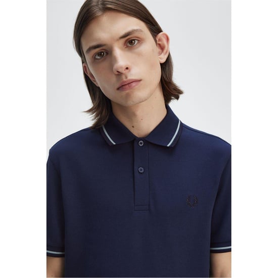 Fred Perry Heren Twin Tip Poloshirt (Donkerblauw) - Image 5
