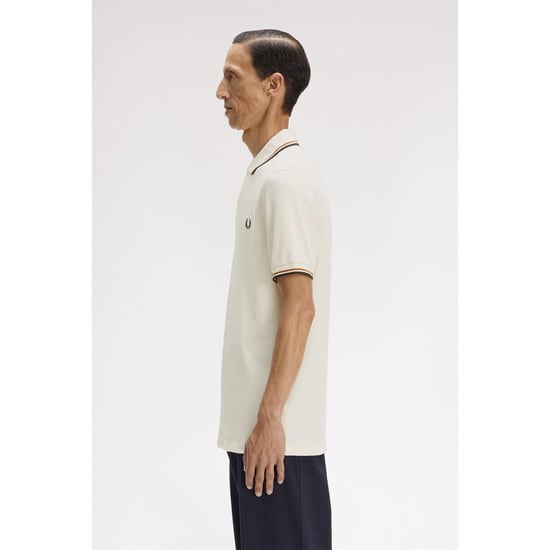Fred Perry Heren Twin Tip Poloshirt (Ecru) - Image 4
