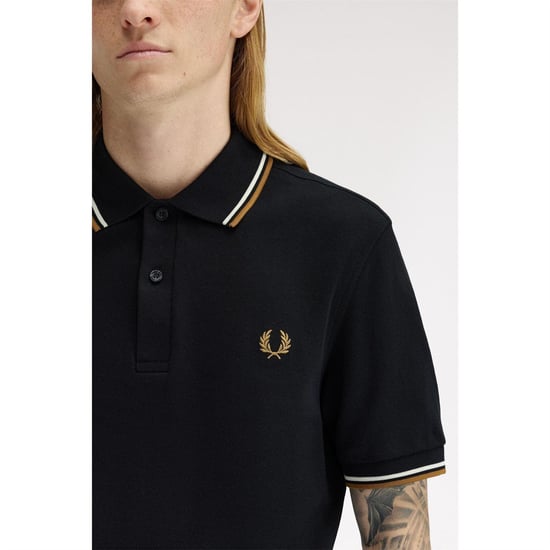 Fred Perry Heren Twin Tip Poloshirt (Zwart) - Image 5