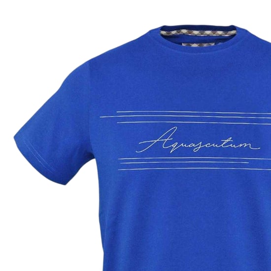 Aquascutum Unisex Logo Regular T-shirt voor volwassenen (Sky) - Image 3
