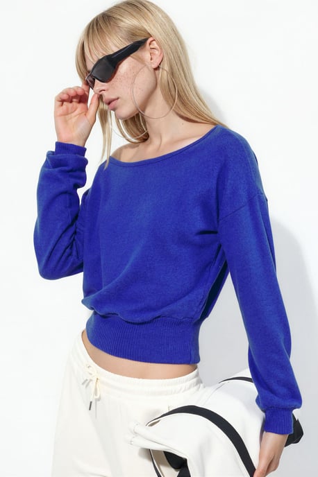 Dames Cropped Crew Neck Sweatshirt - Image 2
