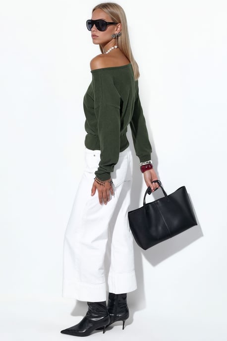 Dames Cropped Crew Neck Sweatshirt - Image 2