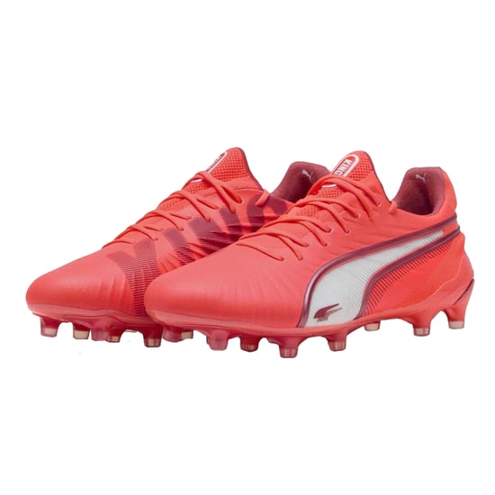 Puma Dames/Dames King Ultimate Stevige Grond Voetbalschoenen (Wit/vuurrood) - Image 5
