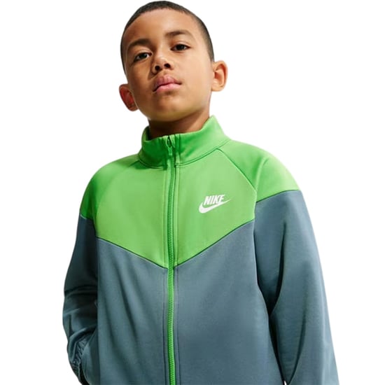Nike Kinder Swoosh Polyester Trainingspak (Slate Grey/Groen) - Image 3