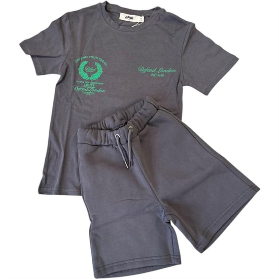 DFND London Set met T-shirt en korte broek voor jongens (Grijs) - Image 2