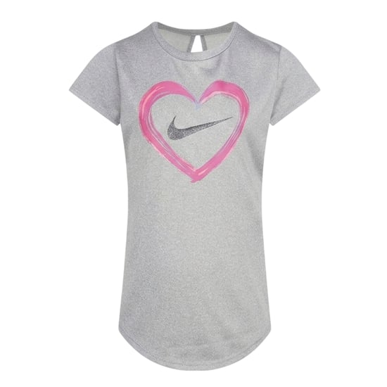 Nike Meisjes Hart T-shirt met Korte Mouwen & Shorts Set (Grijs/Roze) - Image 2