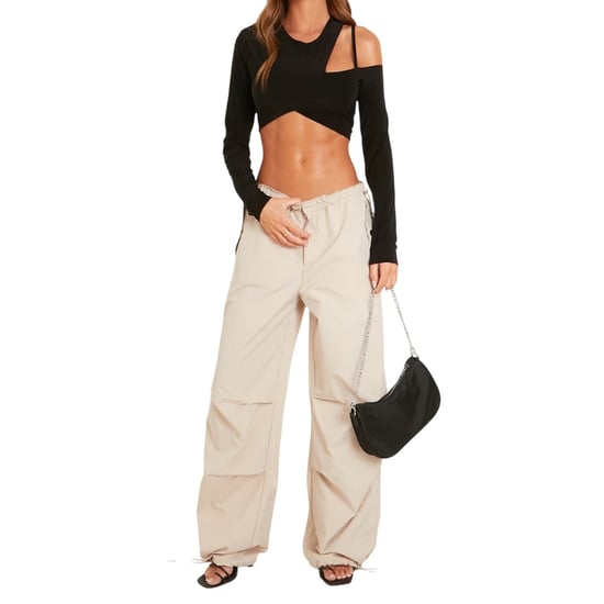 Missy Empire Baggy cargobroeken voor dames (Beige) - Image 3