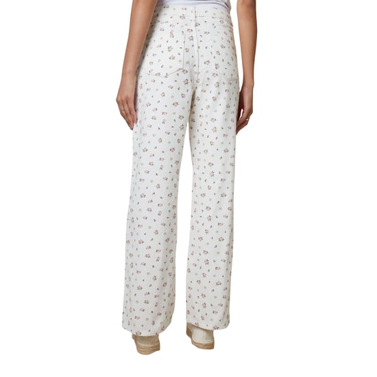 Threadbare Soleil-jeans met bloemenprint en wijde pijpen voor dames (Wit) - Image 2