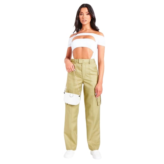 Missy Empire Cargo-broek met hoge taille voor dames (Olijf) - Image 4