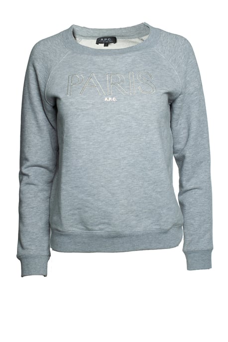 A.P.C., Grijze crewneck trui met PARIS-print - Image 1