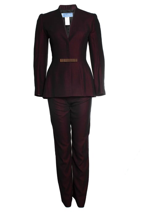 Thierry Mugler, bordeaux kleurige blended pak - Image 1