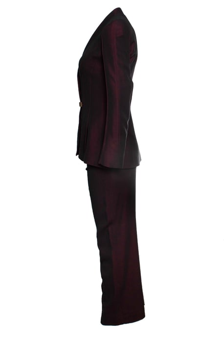 Thierry Mugler, bordeaux kleurige blended pak - Image 5