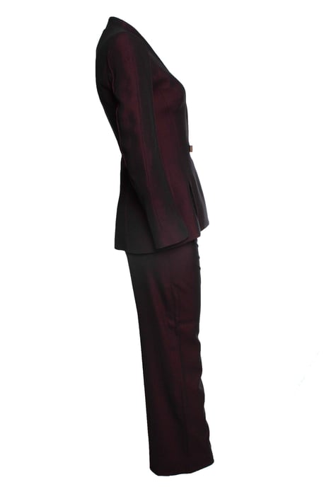 Thierry Mugler, bordeaux kleurige blended pak - Image 6