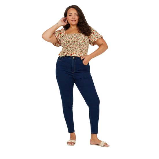 Brave Soul Dames/Dames High Rise Skinny Jeans (Middenblauw) - Image 1