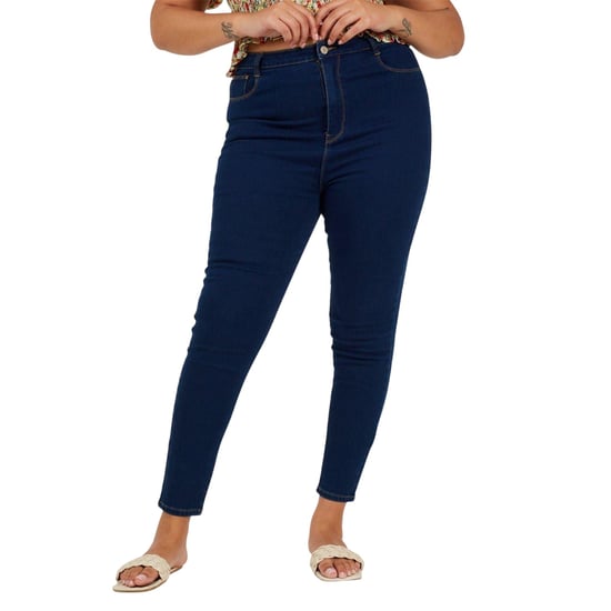 Brave Soul Dames/Dames High Rise Skinny Jeans (Middenblauw) - Image 2
