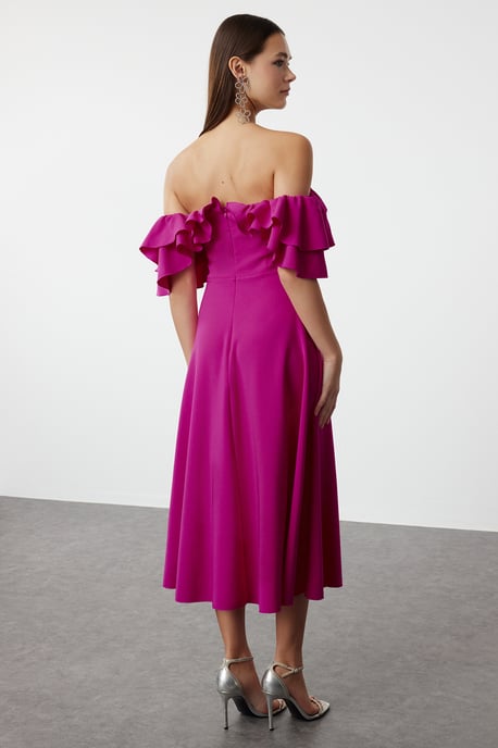 Roze, rechte, korte midi-jurk voor dames, geschikt voor afstuderen of gala. - Image 4