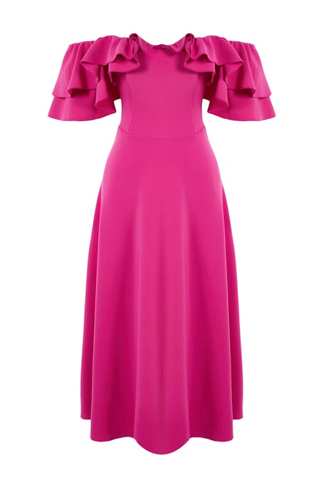 Roze, rechte, korte midi-jurk voor dames, geschikt voor afstuderen of gala. - Image 5