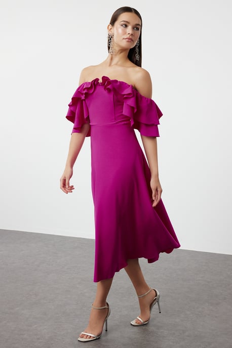 Roze, rechte, korte midi-jurk voor dames, geschikt voor afstuderen of gala. - Image 6