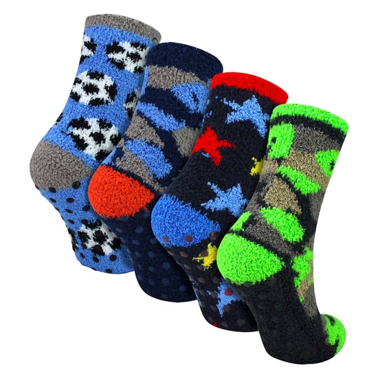4-Pack Jongens Slippersokken Warm Gezellig Antislip Zachte Comfortabele Sokken - Image 1