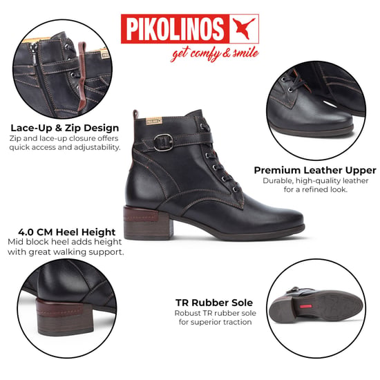 Pikolinos zwarte leren veterschoenen met hoge hakken - Malaga - Image 2