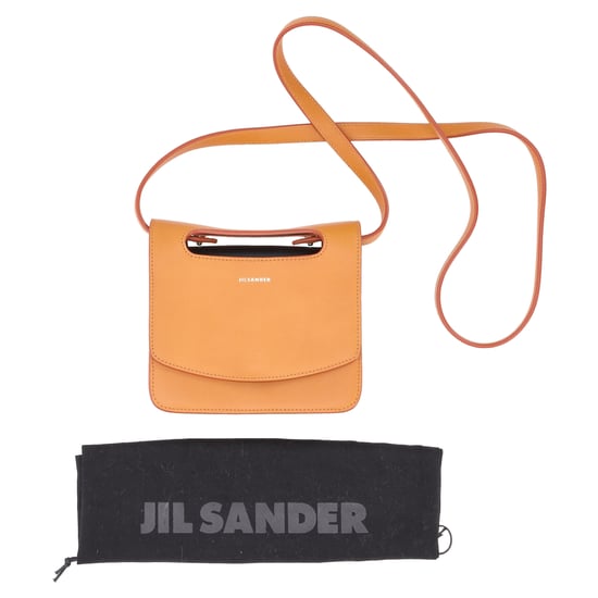 Jil Sander Flap Crossbody Tas in Oranje Leer - Image 5