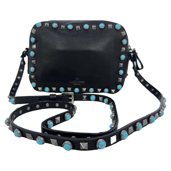 Valentino Rolling Rockstud Camera Bag in Zwart Leer - Image 2