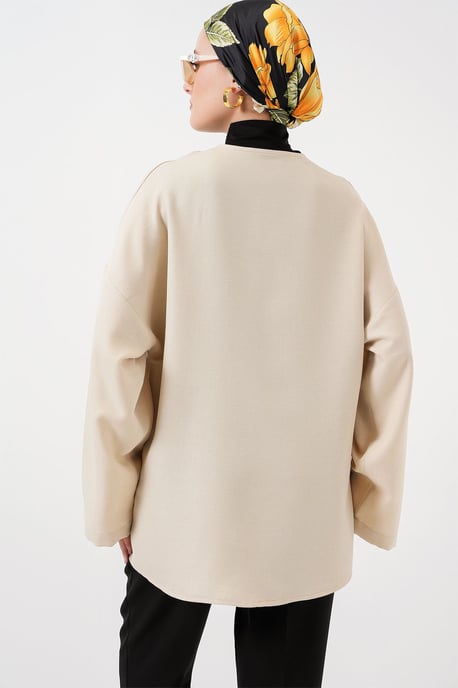 Linnenmix Lange Mouw Kimono met Binding Detail - Image 6