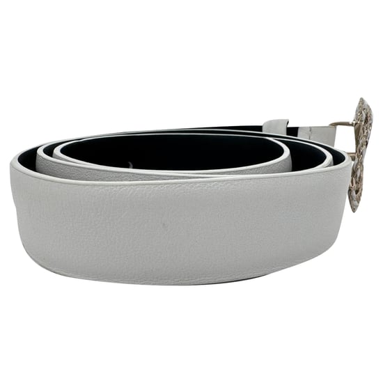 Chanel Keten In elkaar grijpende CC Logo Tailleband in Witte Leer - Image 4