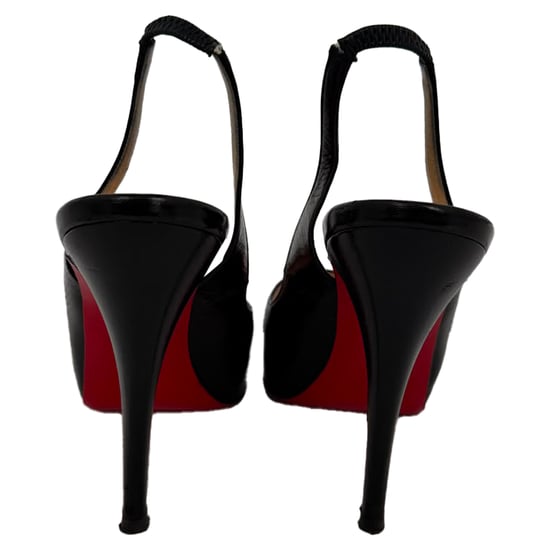Christian Louboutin No Prive Slingback Pumps in Zwart Leer - Image 3
