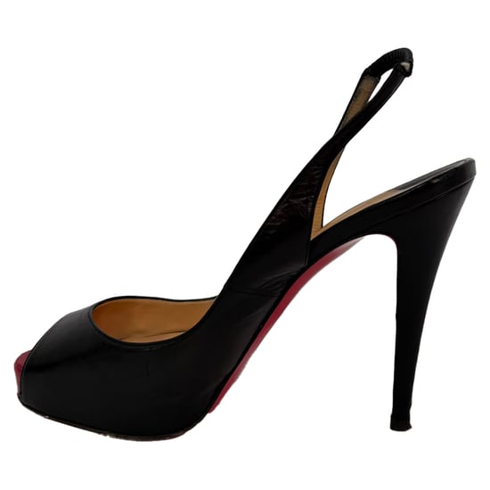 Christian Louboutin No Prive Slingback Pumps in Zwart Leer - Image 4