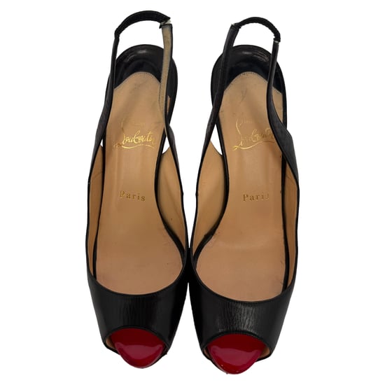 Christian Louboutin No Prive Slingback Pumps in Zwart Leer - Image 6
