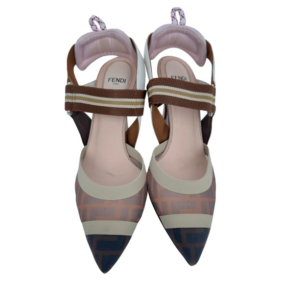 Fendi Mesh Colibri Pumps in Bruin Nylon - Image 4