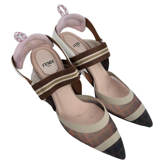 Fendi Mesh Colibri Pumps in Bruin Nylon - Image 6