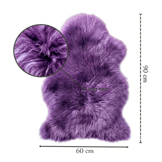 Echte heldere violette schapenvacht Natuurlijke zijdezachte, zachte pluizige echte wollen tapijt - Image 3