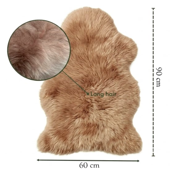 Echte Toffee Brown Sheepskin Natuurlijke Zijdezachte, Zachte, Pluizige Echte Wollen Tapijt - Image 3
