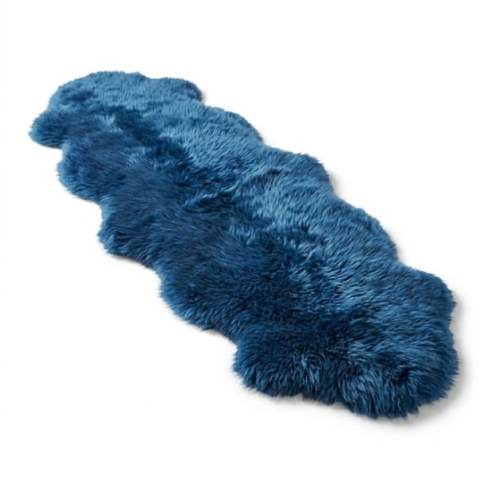 Echte schapenvacht diamantblauw Dubbele Natuurlijke Pluizige Zijdezachte Echte Wollen Tapijt - Image 1