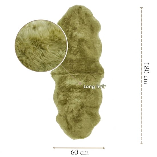 Echte schapenvacht groene dubbele natuurlijke pluizige, zijdezachte echte wollen tapijt - Image 2
