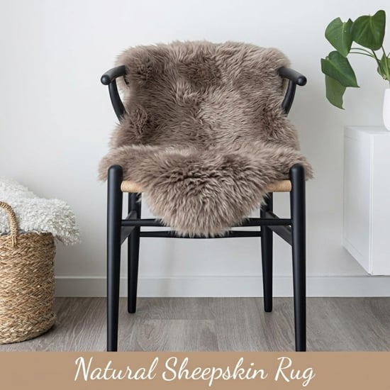 Echte Taupe schapenvacht Natuurlijke zijdezachte, pluizige echte wollen tapijt - Image 3