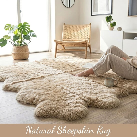 Echte schapenvacht crème quad Natuurlijke Fluffy Silky Soft Real Wollen Tapijt - Image 4